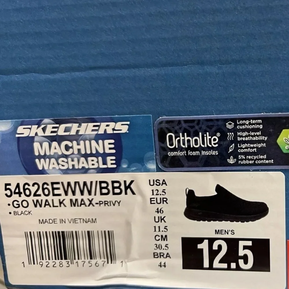 Skechers Men’s Go Walk Max Privy Sneakers Black, Size 12.5 EWW.